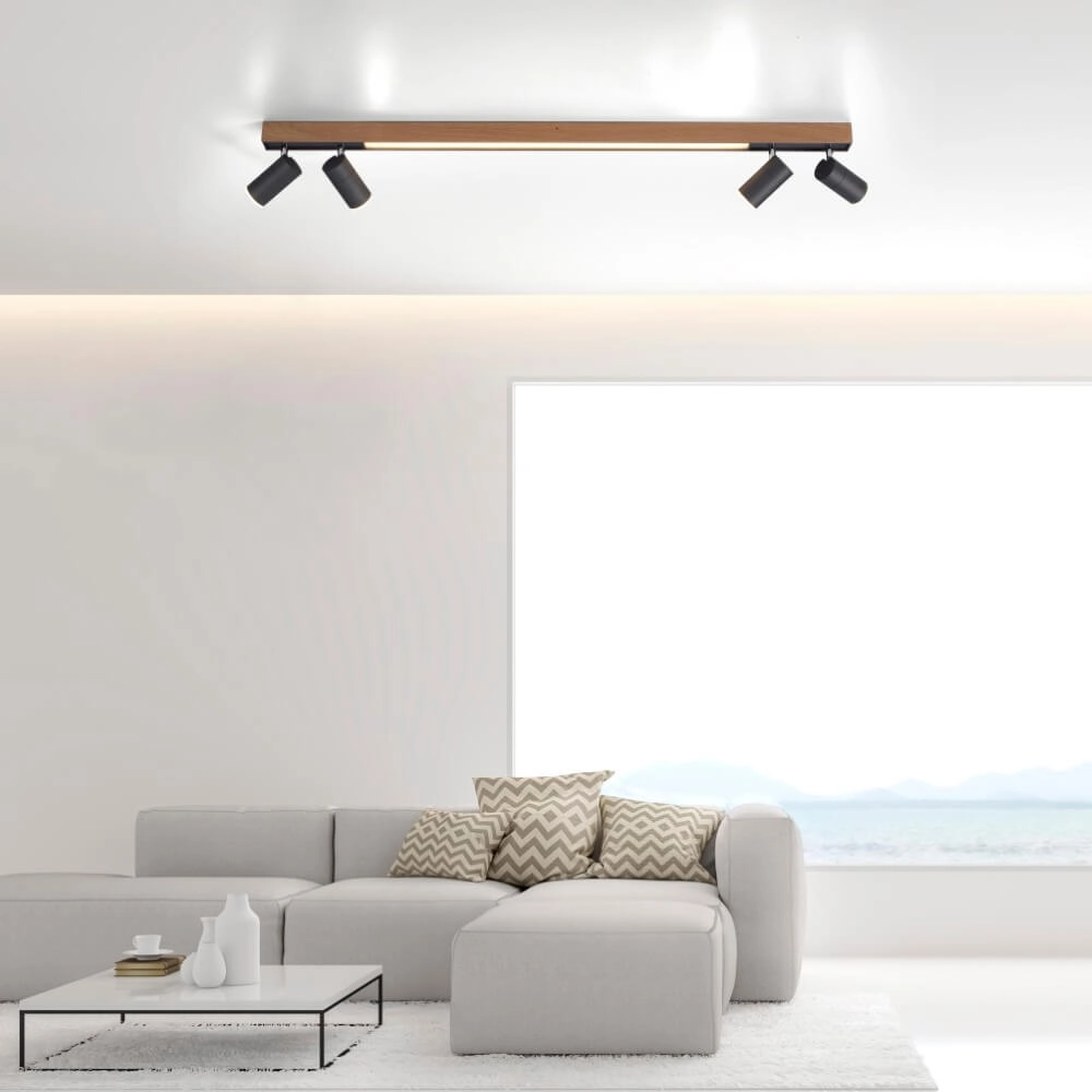 Sleek ceiling lamp Pure Lines Spot wood Paul Neuhaus 4012248374566