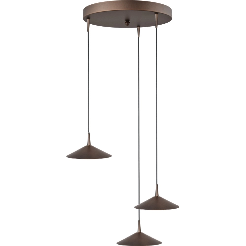 3-light pendant lamp Ceppo cocoa brown Ø 18cm round