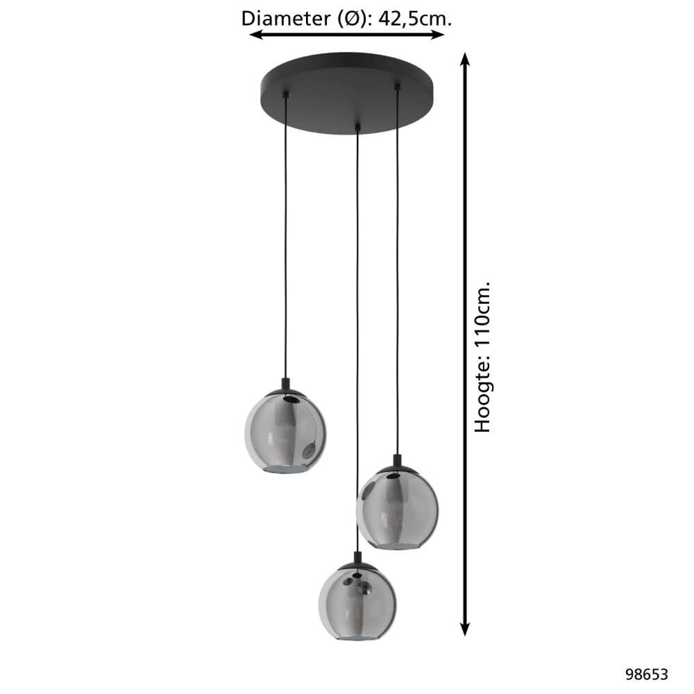 Glass loft hanging lamp Ariscani Ø 42.5cm Eglo 9002759986537