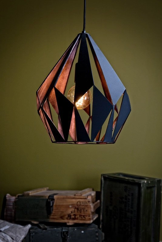 Pendant lamp Carlton 1 31cm black with copper Eglo 9002759492540