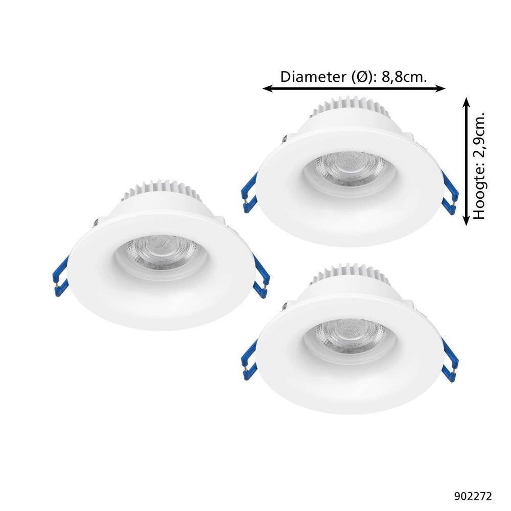 Set of 3 recessed spotlights Salabate white Ø 8.8cm IP65 Eglo 9008606358885