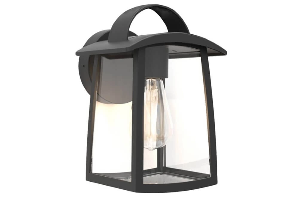 Black wall lamp Kelsey clear glass