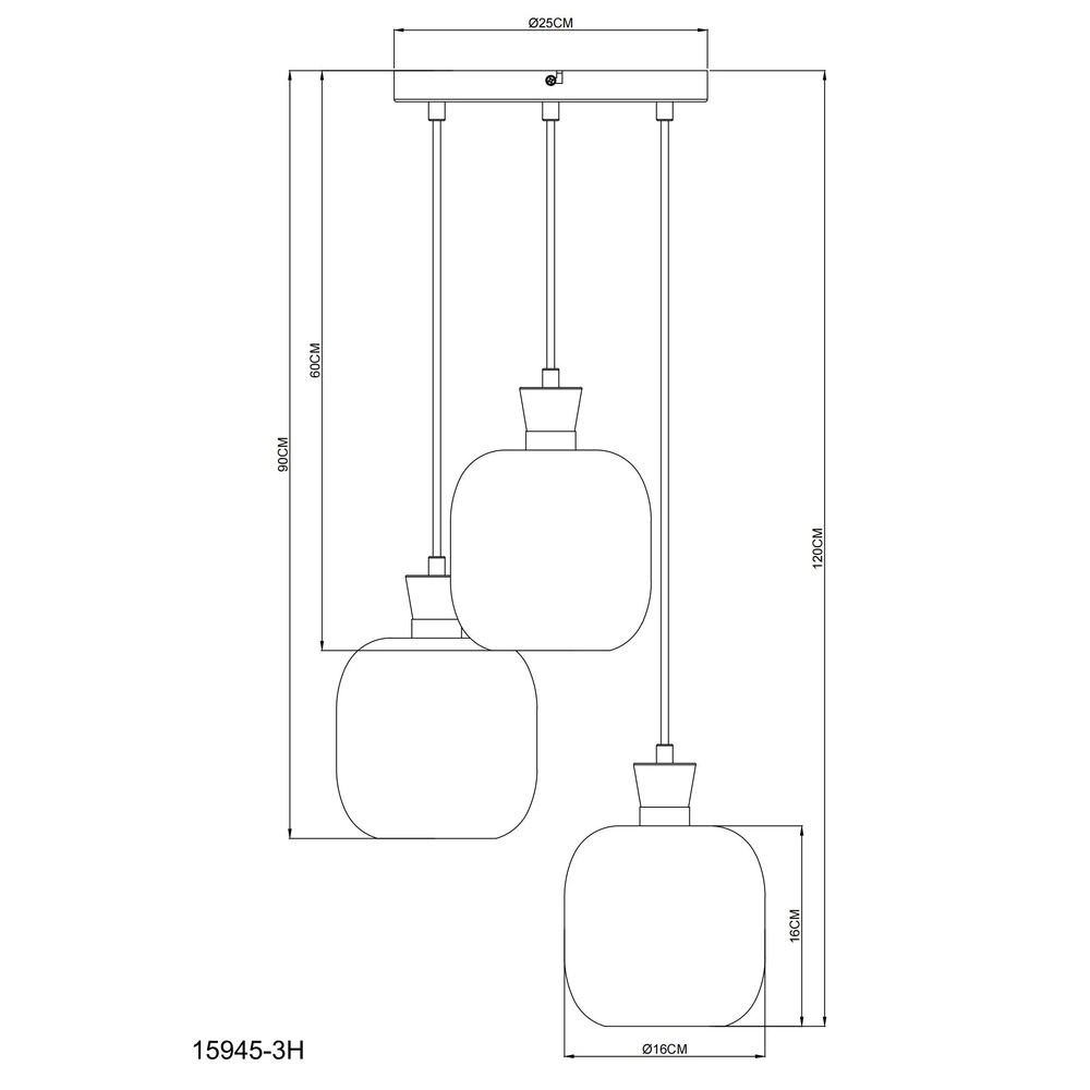 3-light pendant lamp Brokana gunmetal Globo 9007371578467
