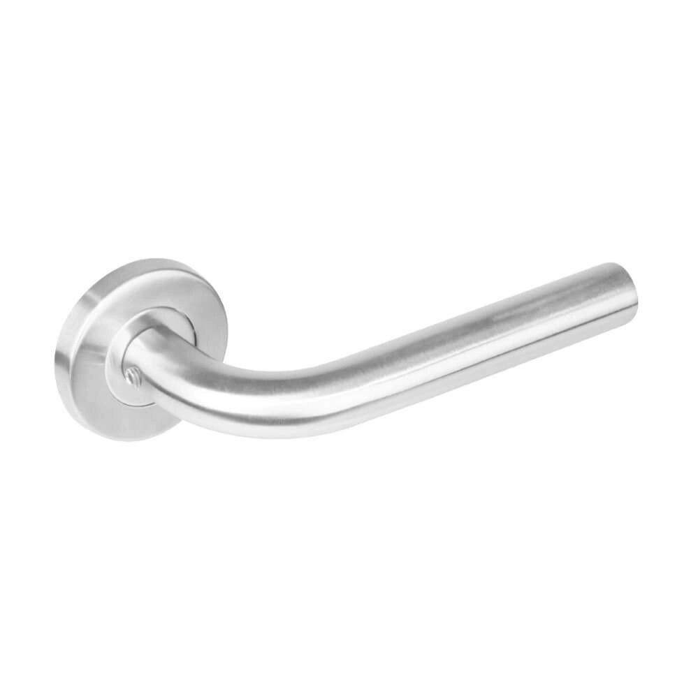 Door handle Recht rosette with ridge stainless steel