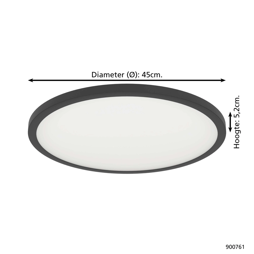Smart Slim Ceiling Light Sarsina-Z Ø 45cm - black Eglo 9008606264063