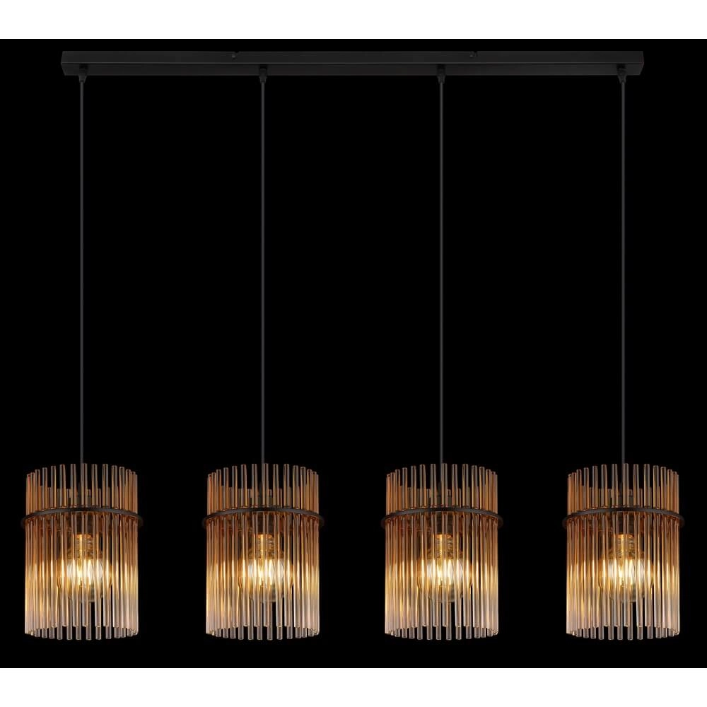 Black pendant lamp Gorley with amber glass 4-lights Globo 9007371474998
