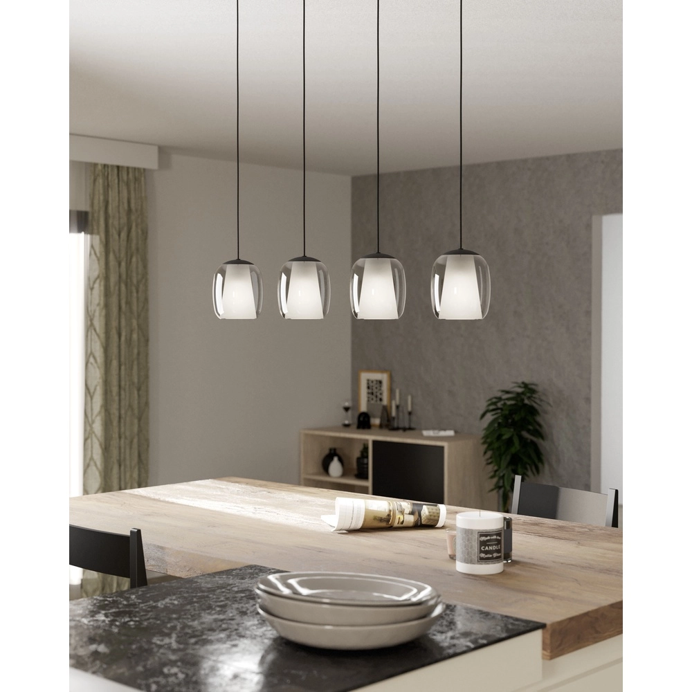 Dining table pendant lamp Ciampino 4L - smoke frosted glass Eglo 9008606312726
