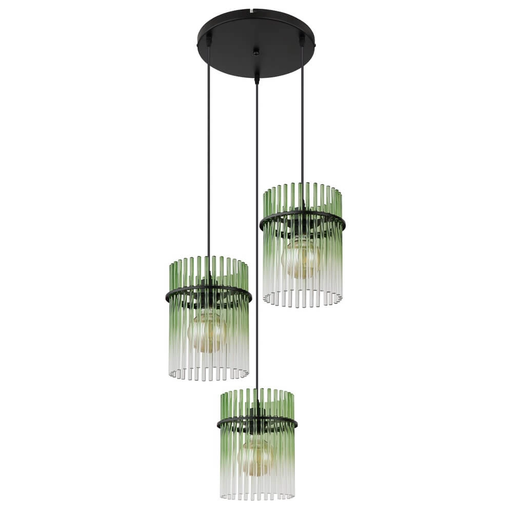 Black pendant lamp Gorley with green glass Ø 47cm Globo 9007371462988