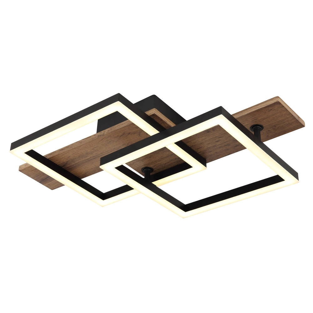 Design ceiling lamp Jeffry black with wood 44cm
