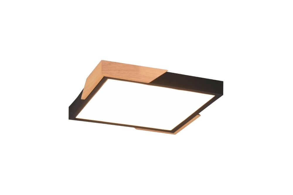 Black LED ceiling light Meta with wood Trio 4017807541380