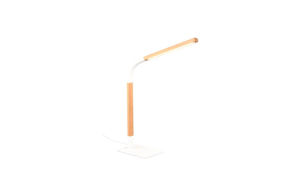 Flexible table lamp Norris white with wood