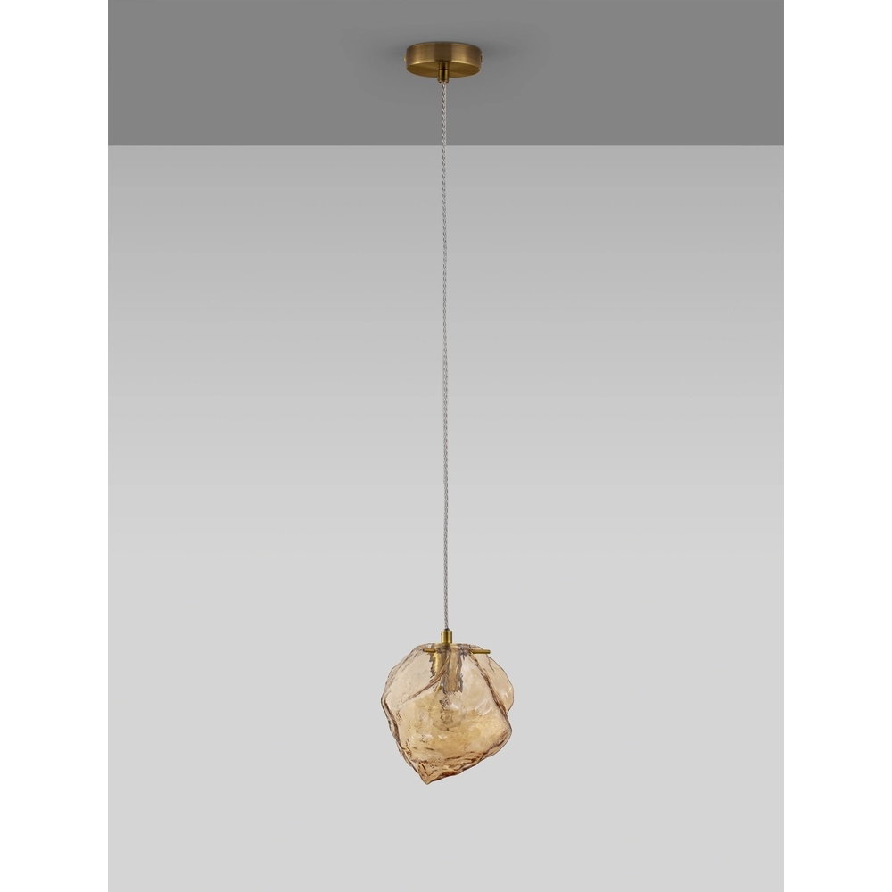 Pendant lamp Odelle Gold with amber glass Lyora 5212017434388