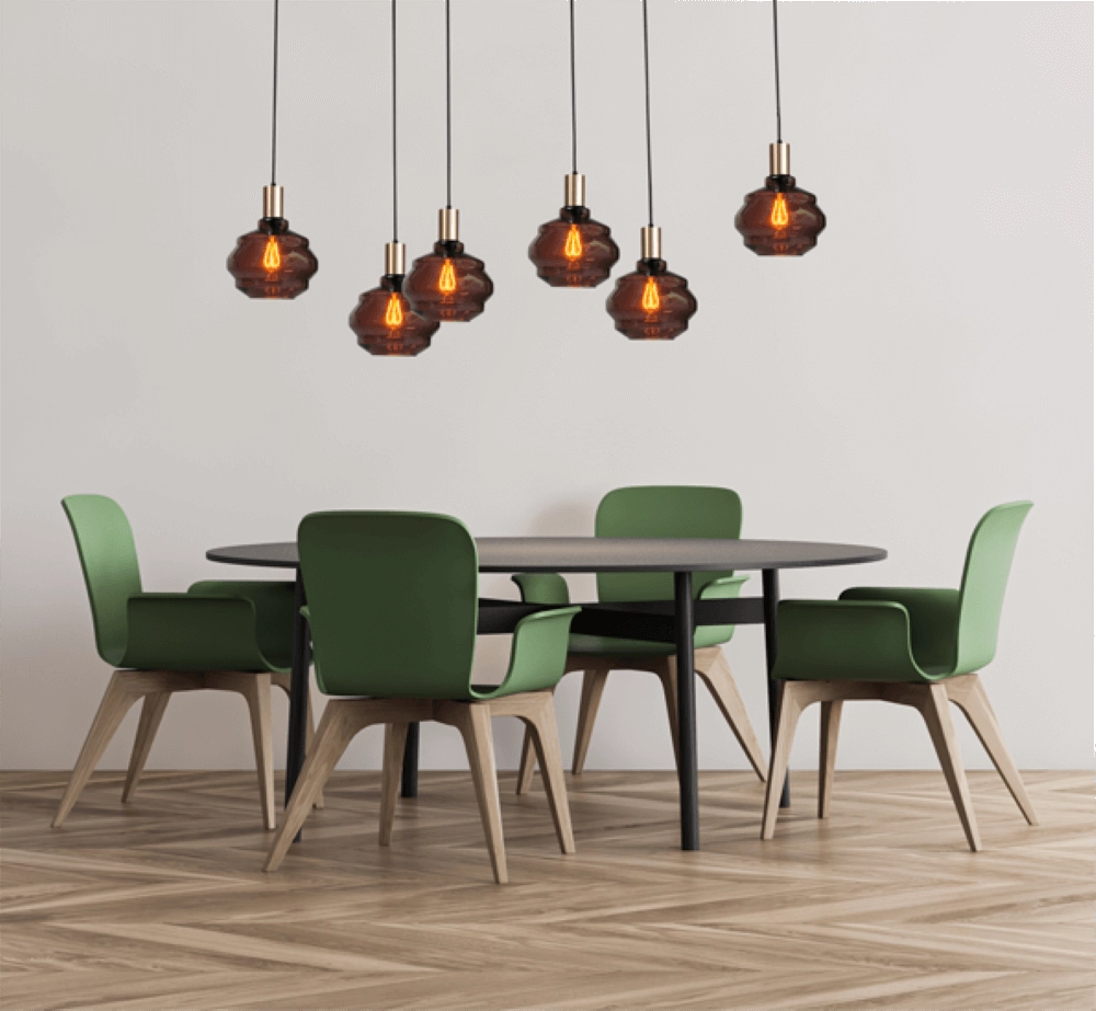 6-light hanging lamp - gold - Porto with Ball red glasses Masterlight 8718121270449