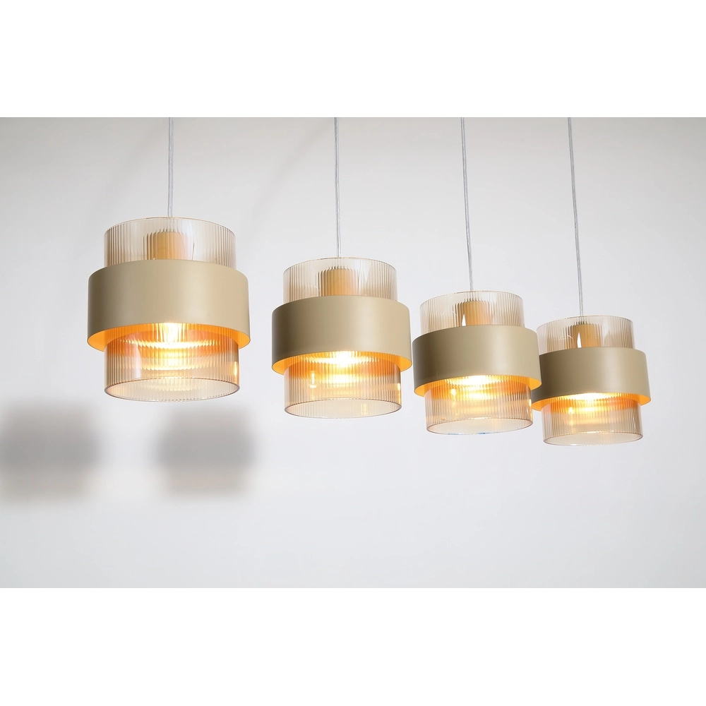 Pendant lamp Royal 4-light sand brown Searchlight 5053423296791