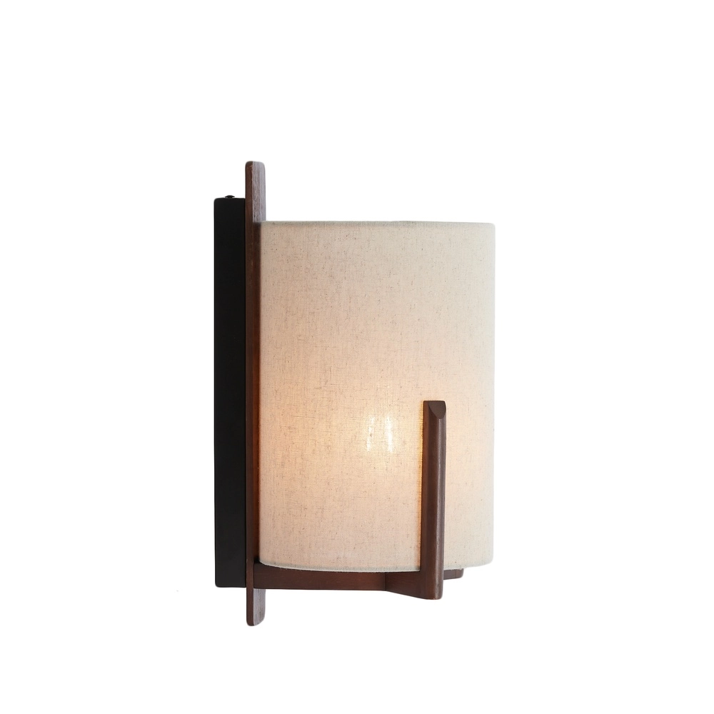 Danish design wall lamp Litto walnut brown with linen Light & Living 8717807792732