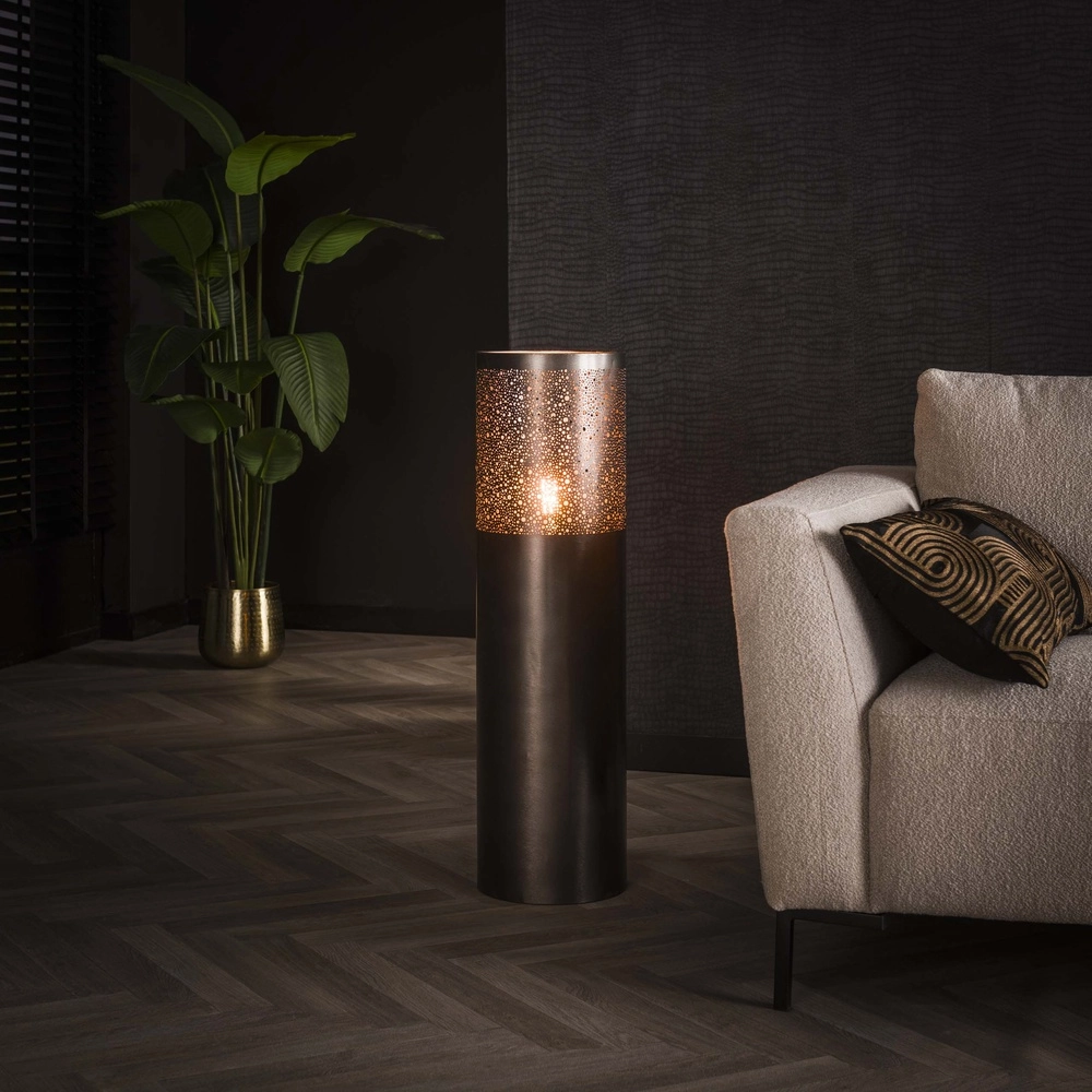 Oriental floor lamp Cylinder 90cm - black nickel
