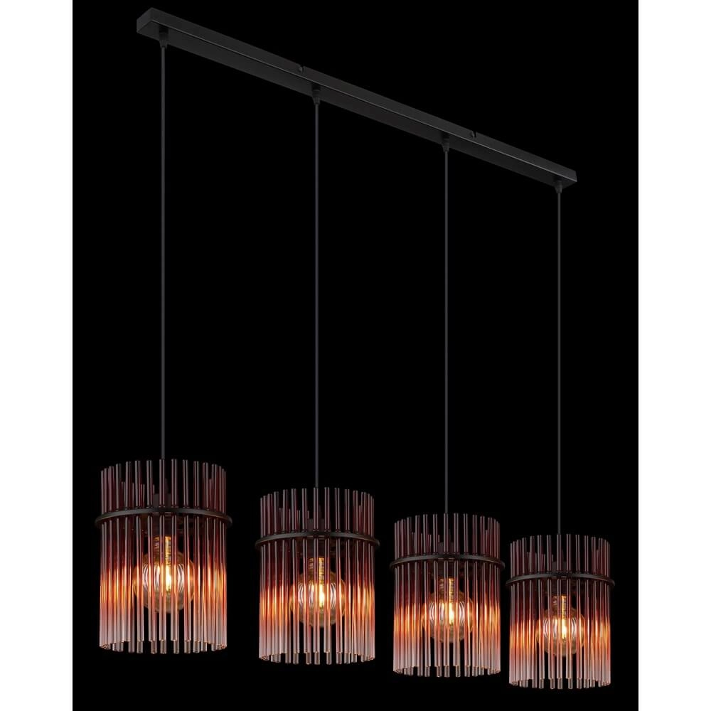 Black pendant lamp Gorley with red glass 4-lights Globo 9007371471966