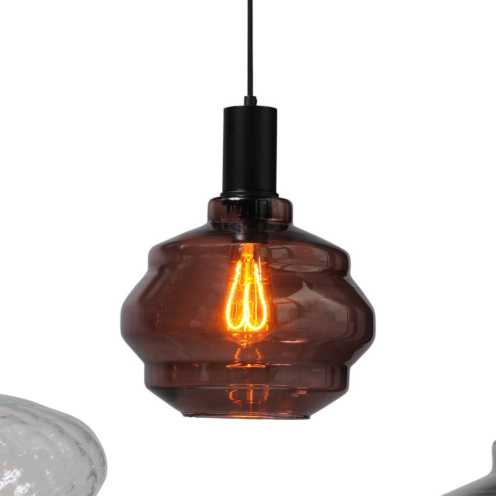 5-light hanging lamp - black - Porto with different glasses Masterlight 8718121270395
