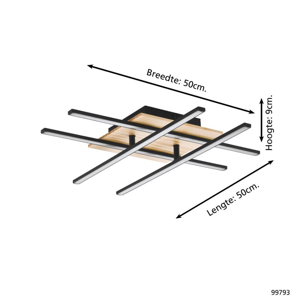 Ceiling light Marinello 1 black with wood Eglo 9002759997939