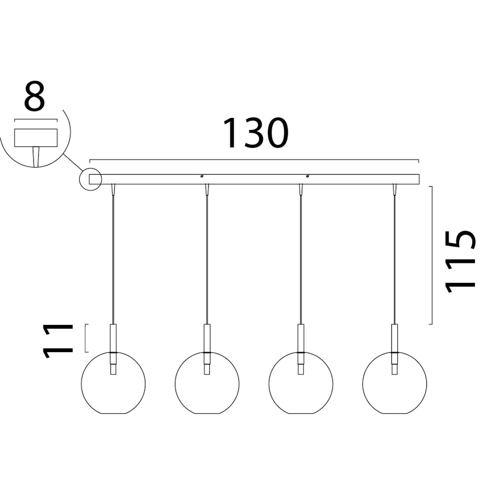 4L pendant lamp Ø 24cm Lido Ball with clear glass Masterlight 8718121335261