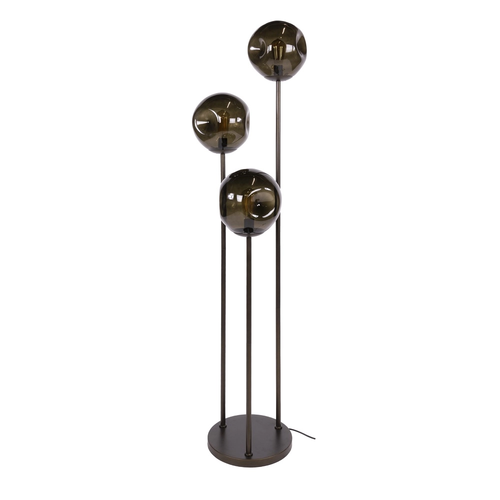 Glass floor lamp Stellar 3-light - smoke glass Lyora 8716803511613