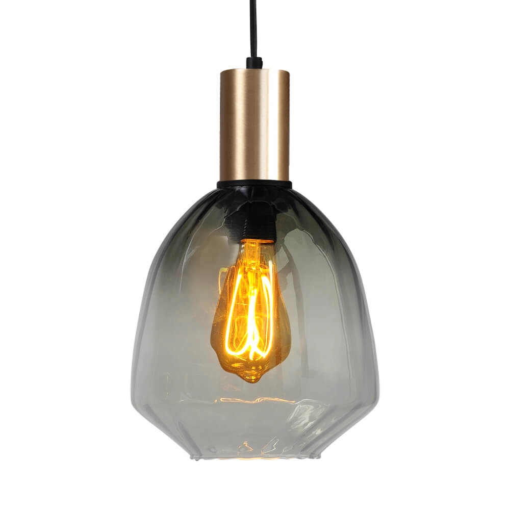 Hanging lamp gold Porto with Nicolette green glass - Ø 20cm