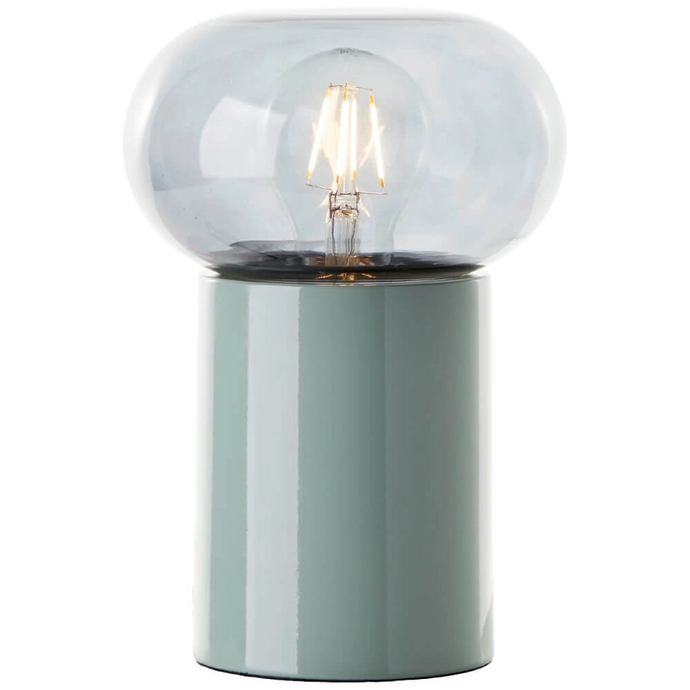 Green table lamp Knut with smoke glass
