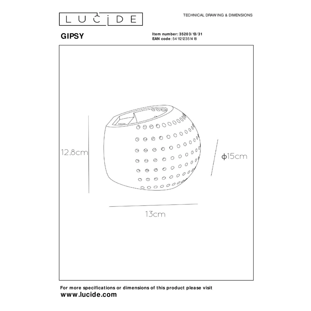 Design wall lamp Gipsy white Lucide 5411212351418