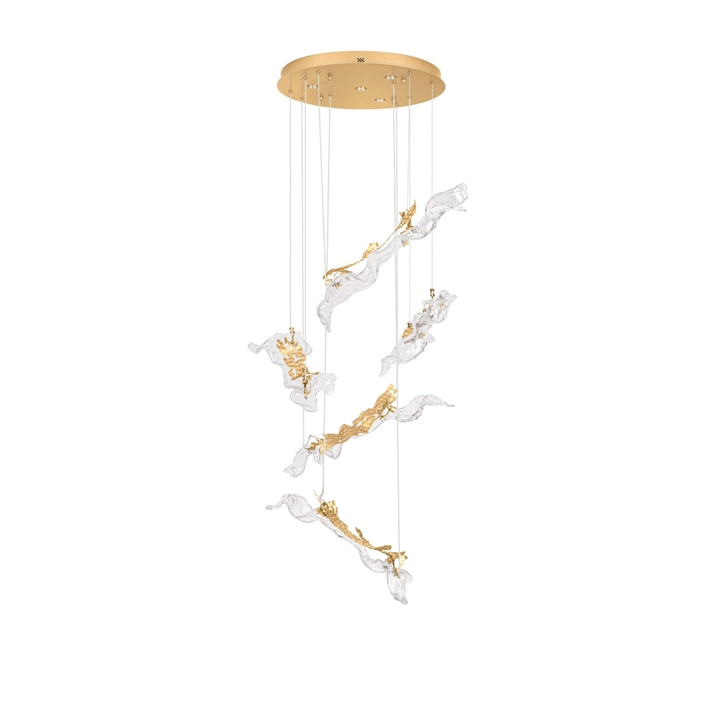 Golden pendant lamp Avesa with clear glass Ø 60cm Lyora 5212063500433