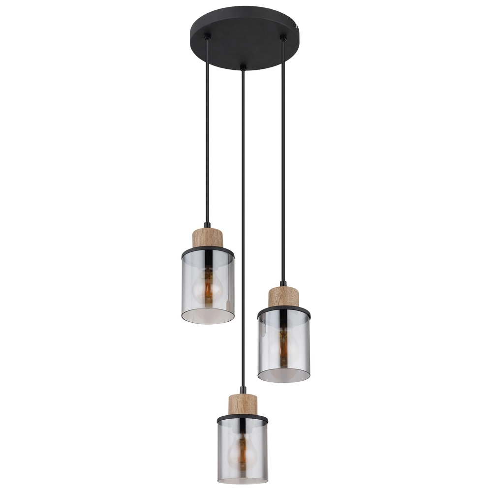 3-light pendant lamp Reid Round Black Globo 9007371457250