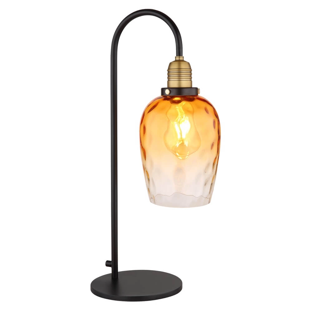 Table lamp Salvy Amber Glass Honeycomb