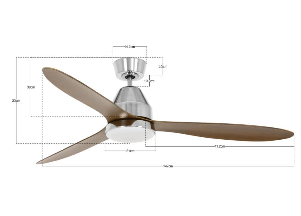 Ceiling fan wood with lamp Whitehaven Ø 143cm IP55 Beacon 9333509136484
