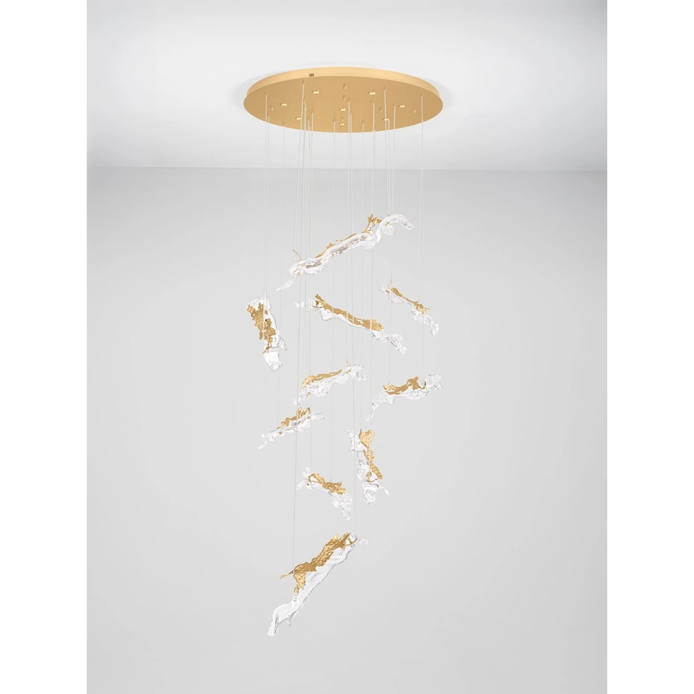 Golden pendant lamp Avesa with clear glass Ø 100cm Lyora 5212063500440