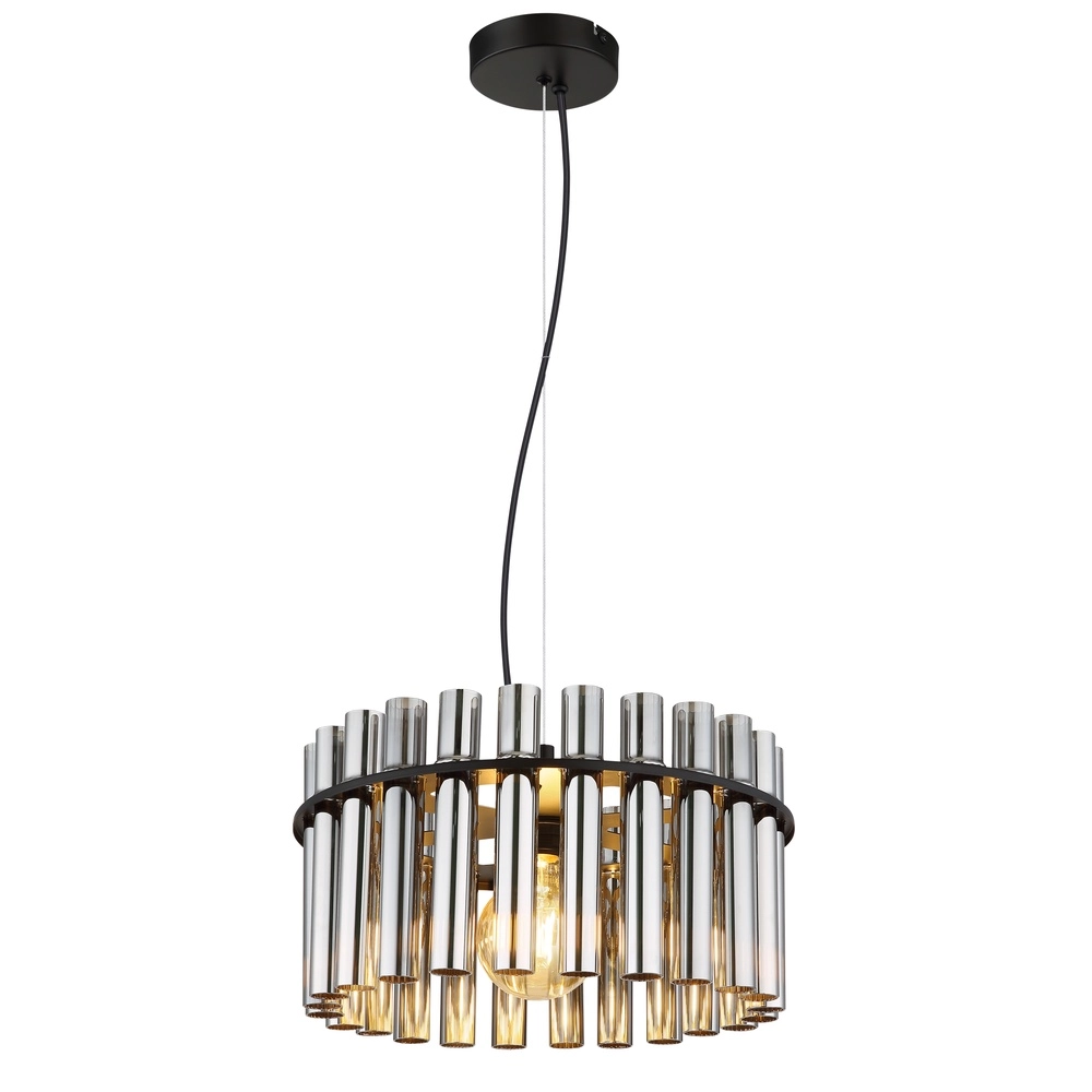 Pendant lamp Gorley II black with glass rods