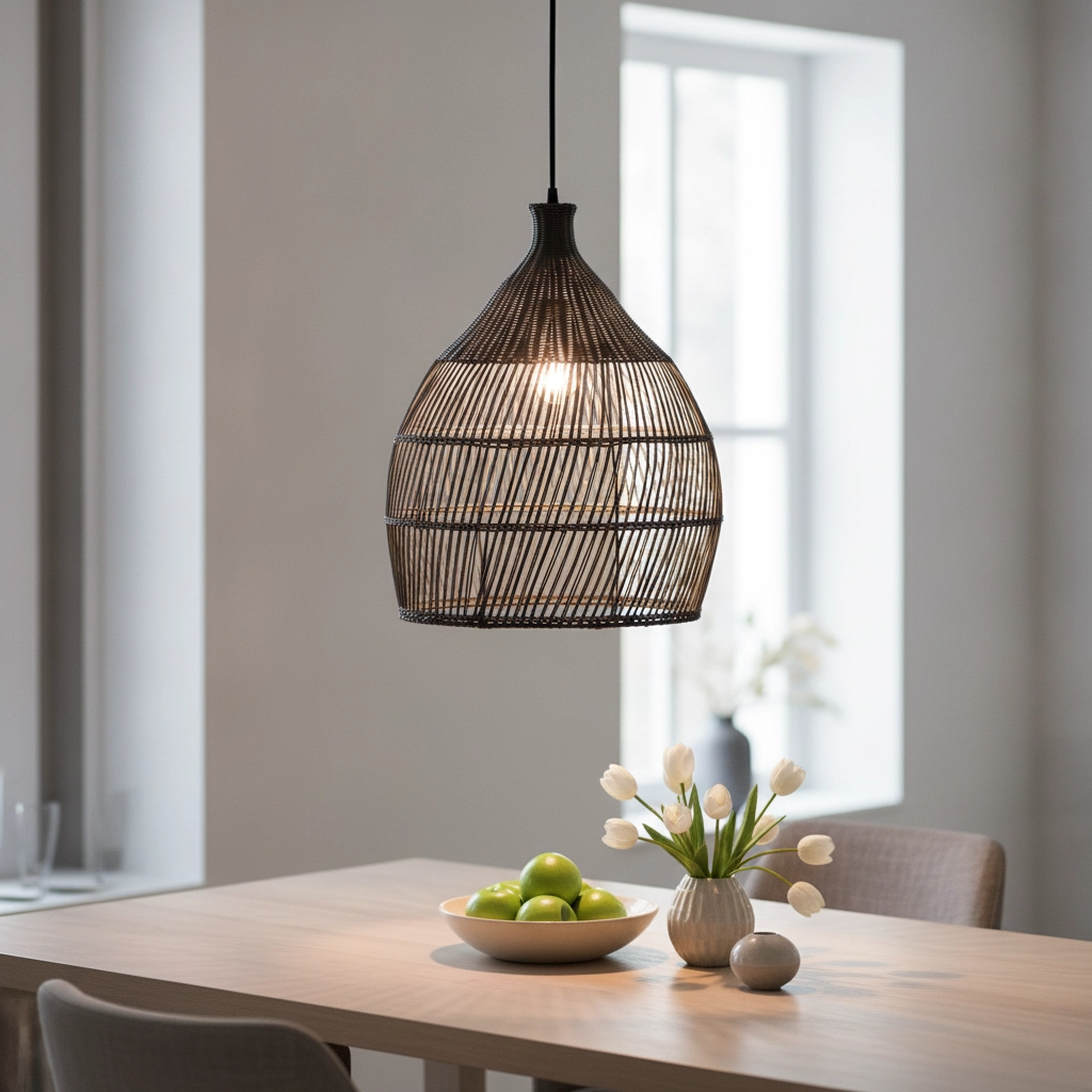 Grey pendant lamp Destin rattan Ø 42cm