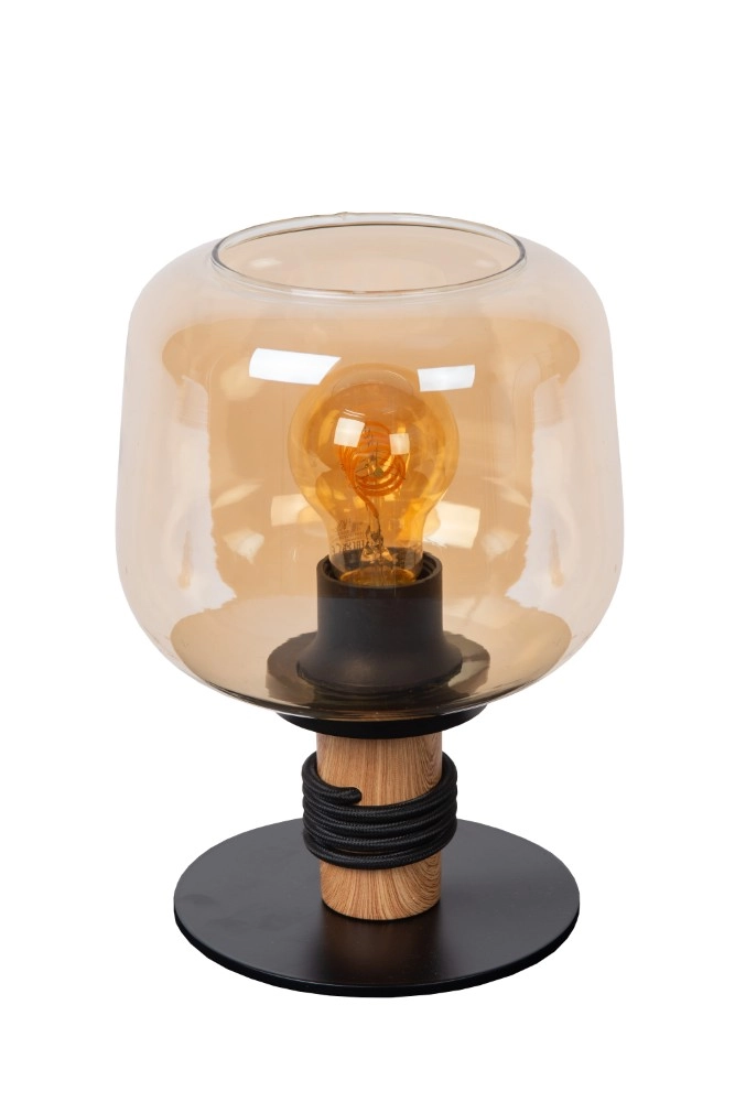 Table lamp Ilona black with amber glass Lucide 5411212452696