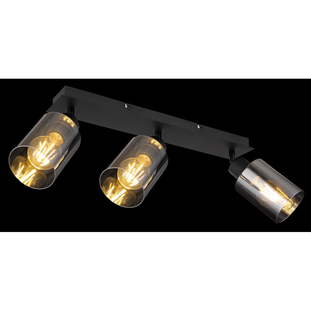 Ceiling lamp Hadera 3-light black with smoke glass Globo 9007371443215