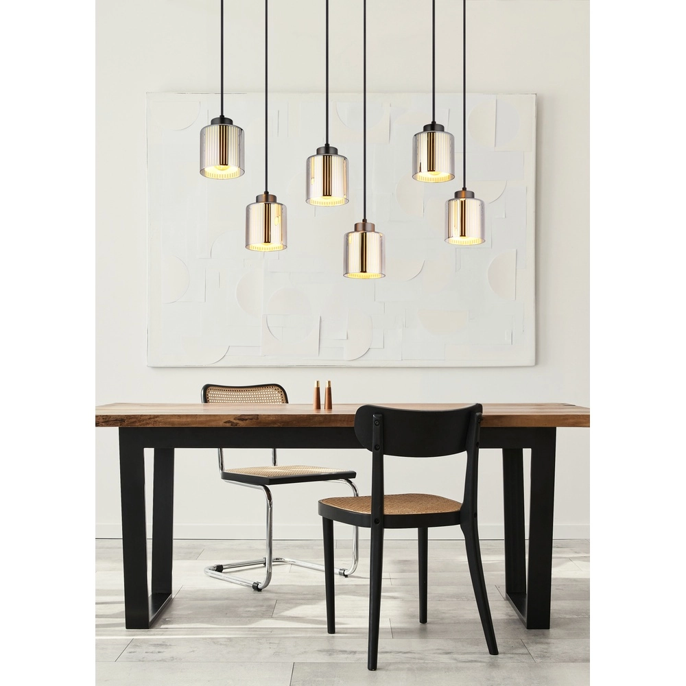 Design pendant lamp Felicia Gunmetal 6-lights Globo 9007371528967