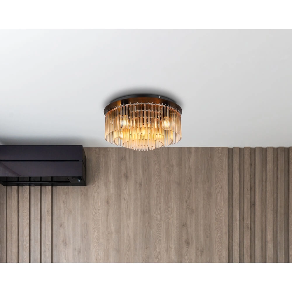 Black ceiling lamp Gorley with amber glass Ø 50cm Globo 9007371478002