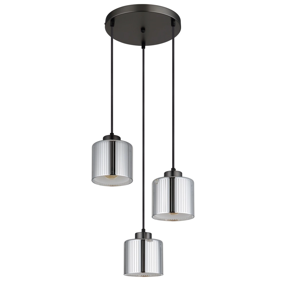 Design pendant lamp Felicia gunmetal 3-lights Globo 9007371522965