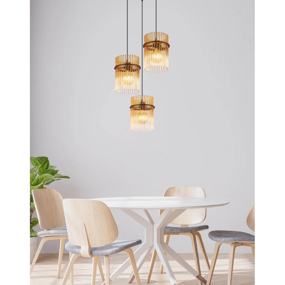 Black pendant lamp Gorley with amber glass round Ø 47cm Globo 9007371471997