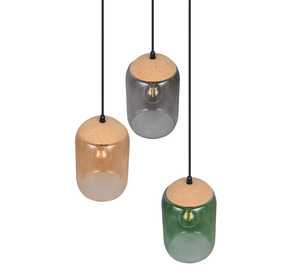 Glass Dining Table Lamp Cork 3-light Trio 4017807622980