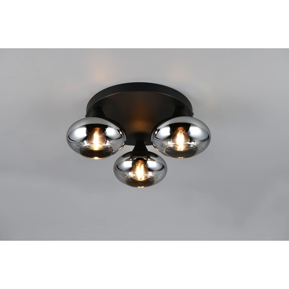 Ceiling lamp Divina black with smoke glass Trio 4017807667387