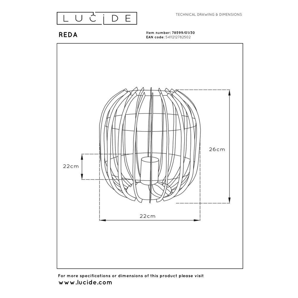Table lamp Reda Ø 22cm black Lucide 5411212782502