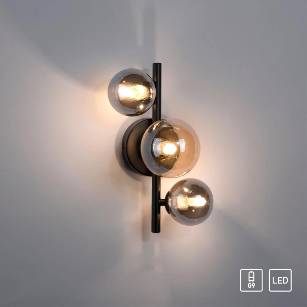 Black wall lamp Popsicle 3-light Paul Neuhaus 4012248375501