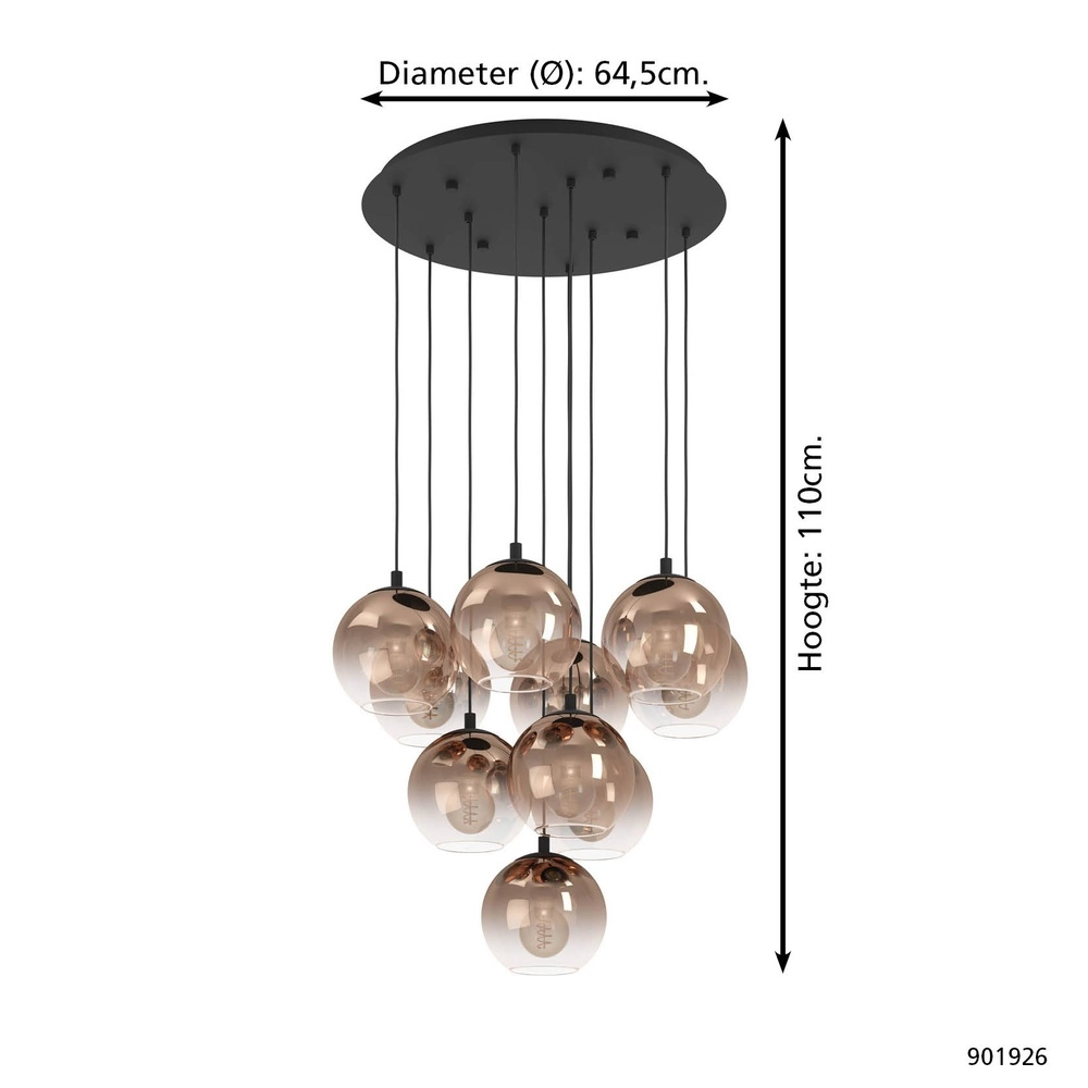 Pendant lamp Ariscani 1 10-light black Eglo 9008606358076