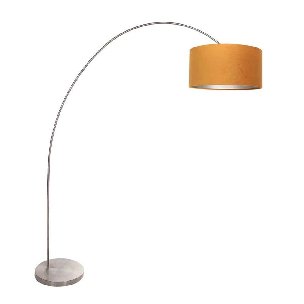 Arc lamp Solva metal with golden shade