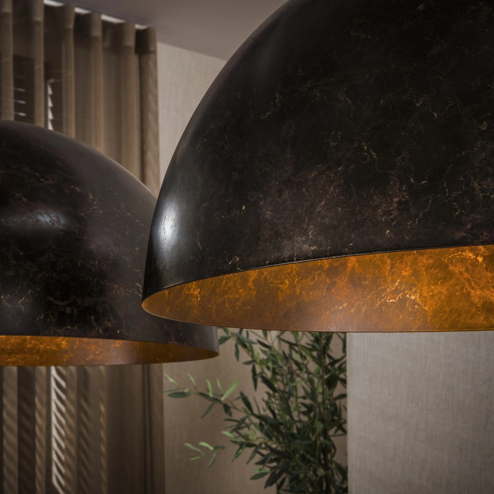 Industrial pendant lamp Dome 2x Ø 60cm - urban brown Lyora 8716803512573