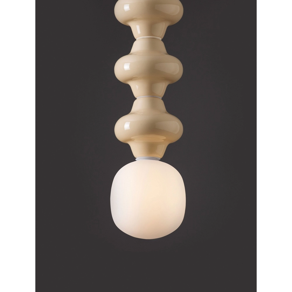 Pendant lamp Clio L yellow ceramic with white glass