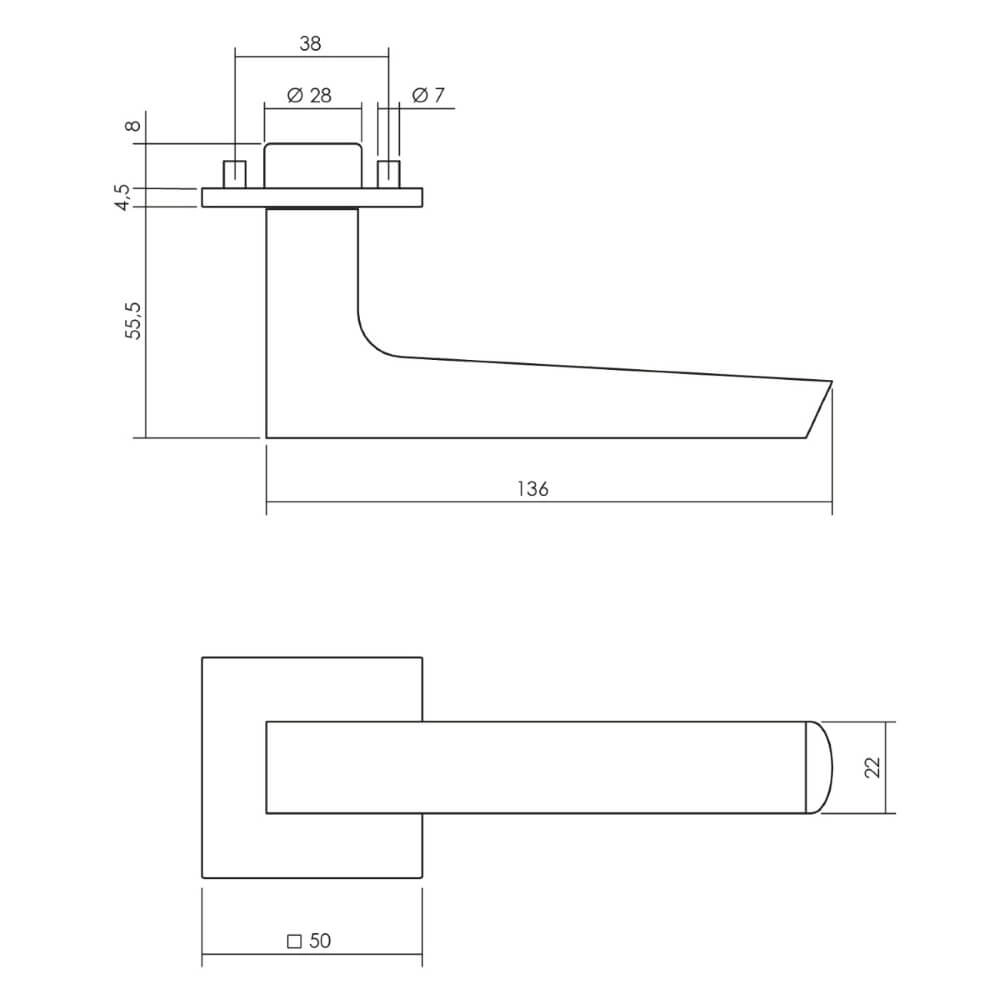 Design door handle Sliced No.1 Stainless steel and black Intersteel 8714186463376
